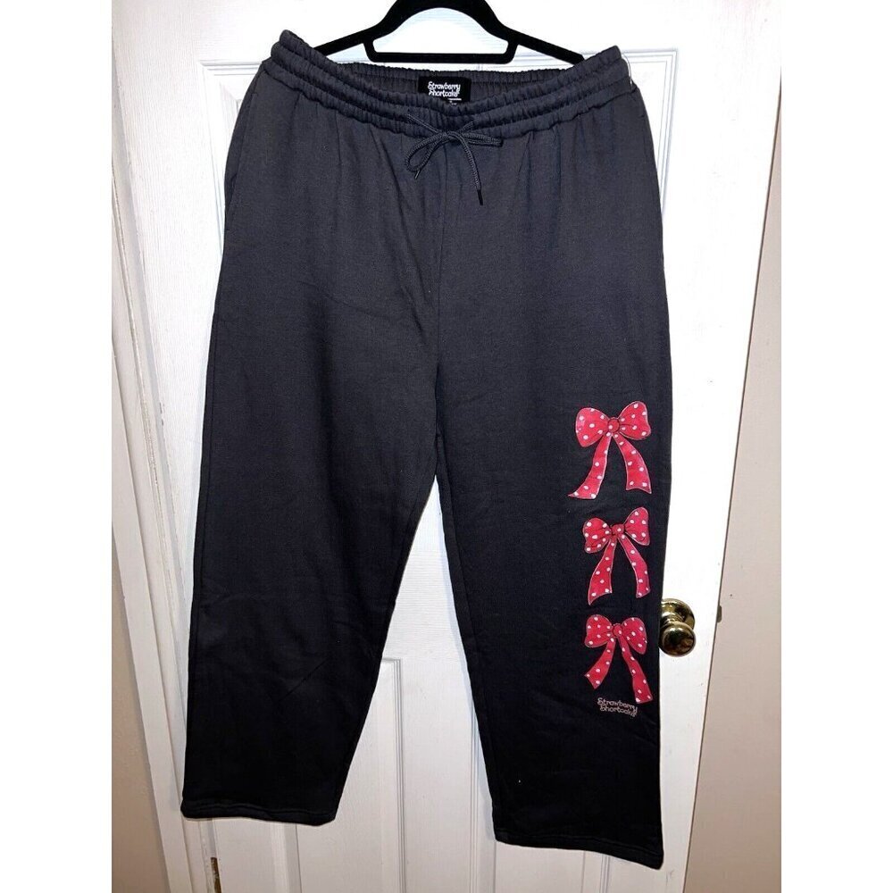 NWOT STRAWBERRY SHORTCAKE Charcoal Gray Wide Leg Sweatpants Sz XL